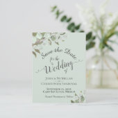 Eucalyptus & Greenery Mint Wedding Sla de datum op Aankondigingskaart (Staand voorkant)