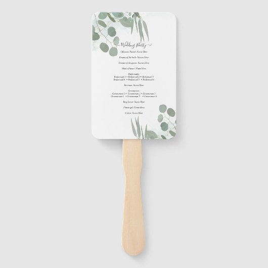 Eucalyptus Greenery Modern Chic Wedding Programme Handwaaier (Achterkant)