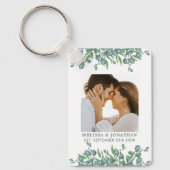 Eucalyptus Greenery Modern Couple Photo Wedding Sleutelhanger (Voorkant)