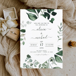 Eucalyptus Greenery Modern Elegant Wedding Kaart