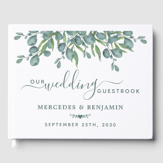 Eucalyptus Greenery Modern Foliage Wedding Gastenboek (Voorkant)