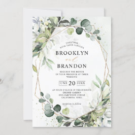 Eucalyptus Greenery Modern Geometric Wedding Invit Kaart