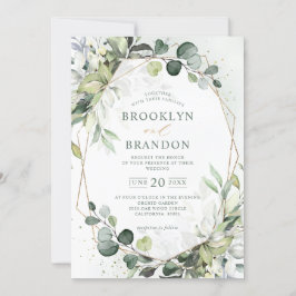Eucalyptus Greenery Modern Geometric Wedding Invit Kaart