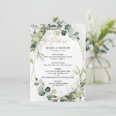 Eucalyptus Greenery Modern Geometric Wedding Menu (Staand voorkant)