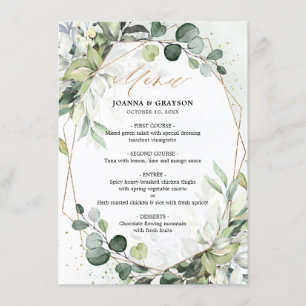 Eucalyptus Greenery Modern Geometric Wedding Menu