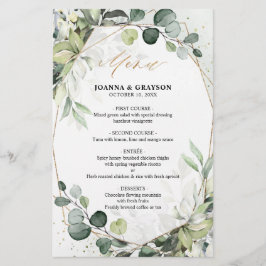 Eucalyptus Greenery Modern Geometric Wedding Menu