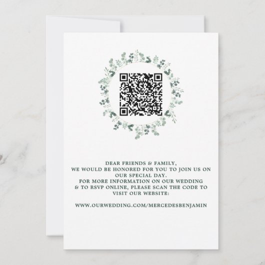Eucalyptus Greenery Modern Photo QR Code Weddensch Save The Date (Achterkant)