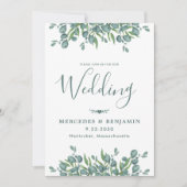 Eucalyptus Greenery Modern QR Code Weddenschap Kaart (Voorkant)