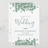 Eucalyptus Greenery Modern QR Code Weddenschap Kaart (Voorkant / Achterkant)