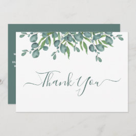 Eucalyptus Greenery Modern Sage Script Weddenschap Bedankkaart