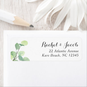 Eucalyptus Greenery Modern Script Wedding Etiket
