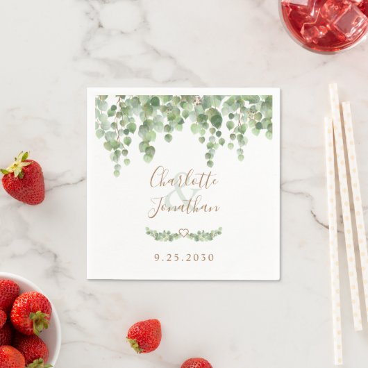 Eucalyptus Greenery Modern Simple Wedding Napkins Servet (Insitu)
