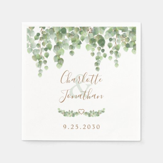 Eucalyptus Greenery Modern Simple Wedding Napkins Servet (Voorkant)