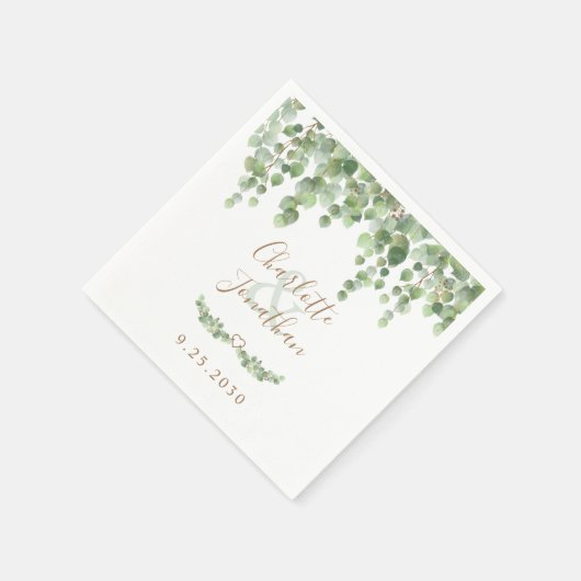 Eucalyptus Greenery Modern Simple Wedding Napkins Servet (Hoek)