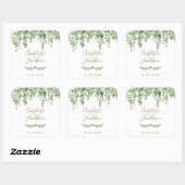 Eucalyptus Greenery Modern Simple Wedding Vierkante Sticker (Vel)