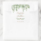 Eucalyptus Greenery Modern Simple Wedding Vierkante Sticker (Tas)