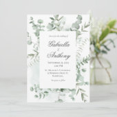 Eucalyptus Greenery Modern Wedding Invitation Kaart (Staand voorkant)
