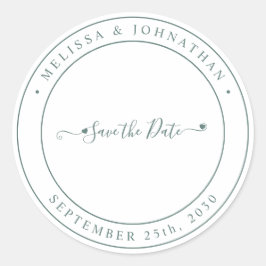 Eucalyptus Greenery Modern Wedding Save the Date Ronde Sticker