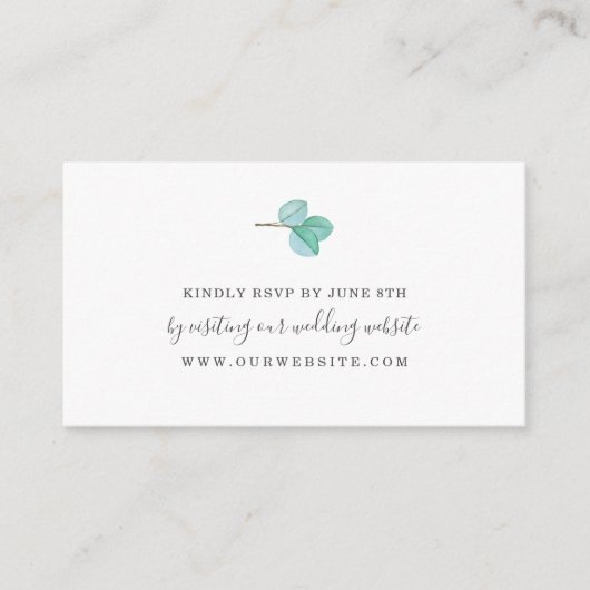 Eucalyptus greenery monogram bruiloft RSVP online Informatiekaartje (Voorkant)