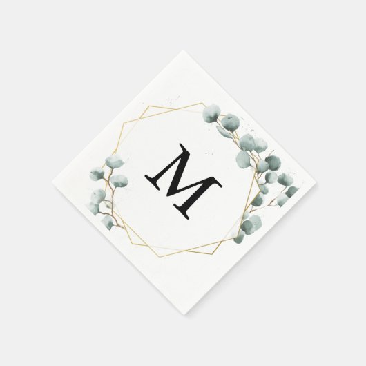 Eucalyptus Greenery Monogram Cocktail servet (Hoek)