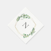 Eucalyptus Greenery Monogram Gold Lijst Weddenscha Servet (Hoek)