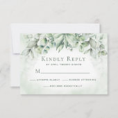 Eucalyptus Greenery Monogram Sage Wedding RSVP Kaartje (Voorkant)