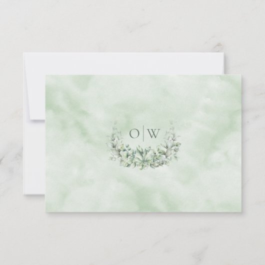 Eucalyptus Greenery Monogram Sage Wedding RSVP Kaartje (Achterkant)