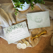 Eucalyptus Greenery Monogram Sage Wedding RSVP Kaartje