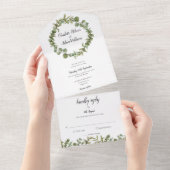 Eucalyptus Greenery Monogram Weddenschap All In One Uitnodiging (Afscheurbaar)