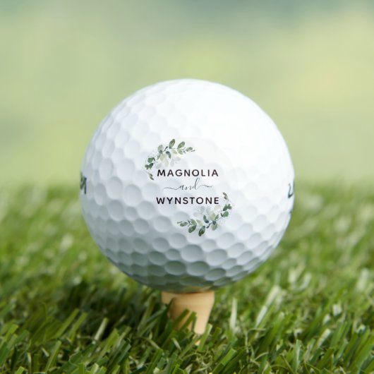 Eucalyptus Greenery Monogram Weddenschap Golfballen (Insitu Shirt)