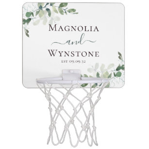 Eucalyptus Greenery Monogram Weddenschap Mini Basketbalbord