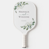 Eucalyptus Greenery Monogram Weddenschap Pickleball Paddle (Achterkant)