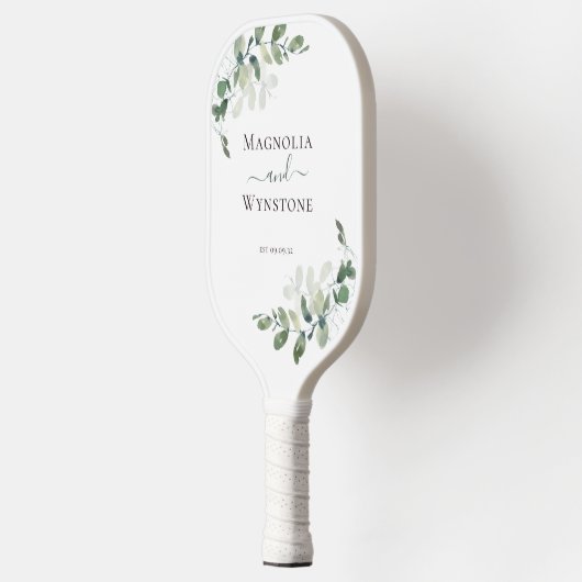 Eucalyptus Greenery Monogram Weddenschap Pickleball Paddle (Links)