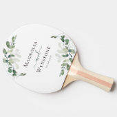 Eucalyptus Greenery Monogram Weddenschap Tafeltennisbatje (Zijkant)