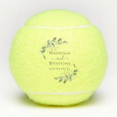 Eucalyptus Greenery Monogram Weddenschap Tennisballen (Voorkant)