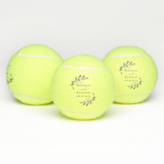 Eucalyptus Greenery Monogram Weddenschap Tennisballen (Multi)