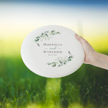 Eucalyptus Greenery Monogram Weddenschap Wham-O Frisbee<br><div class="desc">Dit prachtige ontwerp met zijn waterverf eucalyptusgrienery kan gepersonaliseerd worden met de namen van het paar en de trouwdatum.</div>
