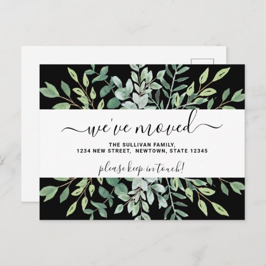 Eucalyptus Greenery Moving Announcement Briefkaart (Voorkant / Achterkant)