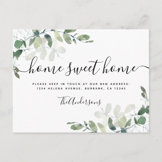 Eucalyptus Greenery Moving Announge Briefkaart (Voorkant)