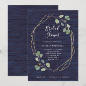 Eucalyptus Greenery | Navy Wood Geo Vrijgezellenfe Kaart (Voorkant / Achterkant)