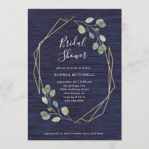 Eucalyptus Greenery   Navy Wood Geo Vrijgezellenfe Kaart