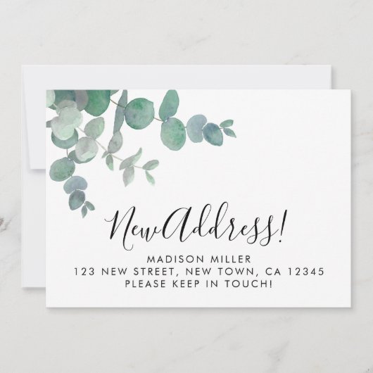 Eucalyptus Greenery New Address Moving Aankondiging (Voorkant)