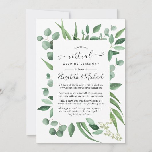 Eucalyptus Greenery Online Virtual Wedding Kaart (Voorkant)