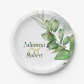 Eucalyptus greenery paper borden papieren bordje (Voorkant)