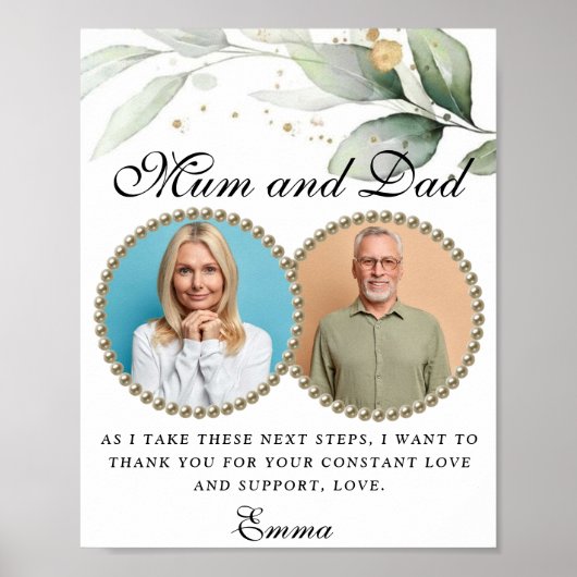 Eucalyptus Greenery Parents of the Bride Gift Poster (Voorkant)