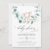 Eucalyptus Greenery Peanut Elephant Baby shower Kaart (Voorkant)