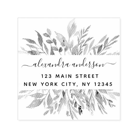 Eucalyptus Greenery Personal Return Address Zelfinktende Stempel (Design)