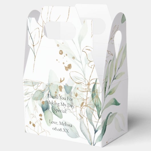 Eucalyptus Greenery Personaliseer de voordeur Bedankdoosjes (Geopend)