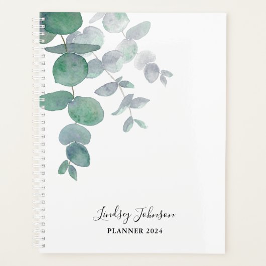 Eucalyptus Greenery Personalized 2022 2023 Planner (Voorkant)
