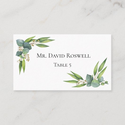 Eucalyptus Greenery Personalized Wedding Plaatskaartje (Voorkant)